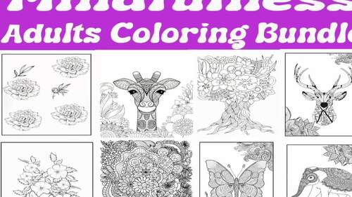 Mindfulness stress relief coloring bundle relaxation coloring pages bundle