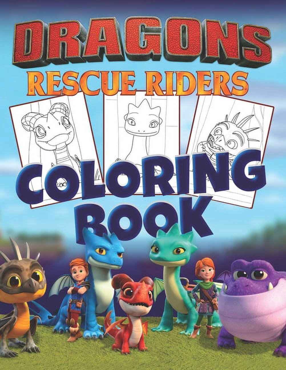 Dragons rescue riders coloring book illustrations for kids paperback