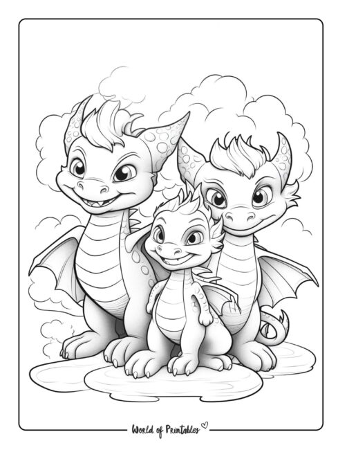 Dragon coloring pages for kids adults