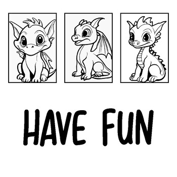 Cute cartoon baby dragon coloring pages by lustop tpt