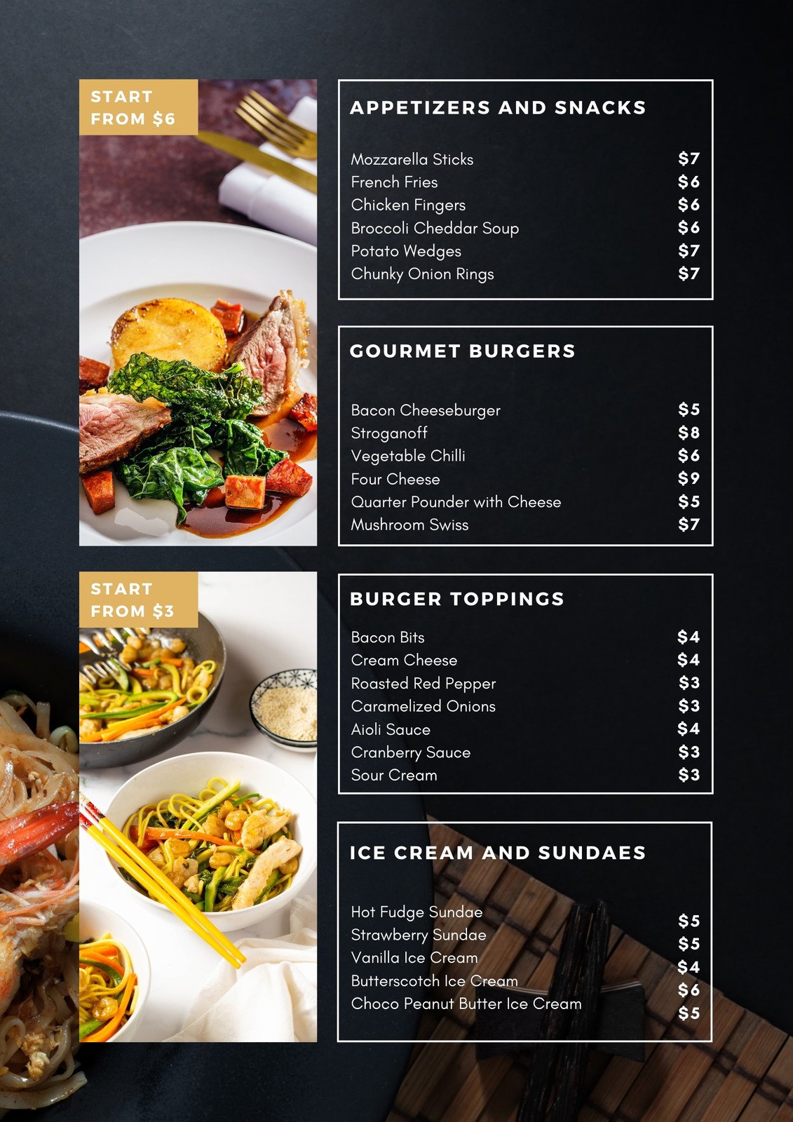 Customize menus templates online