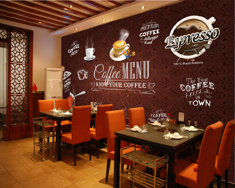 Custom food shop wallpapercoffeed modern murals for the cafe restaurant hotel background wall pvc wallpaper
