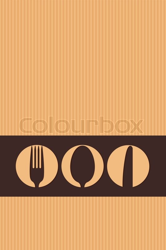 Restaurant menu design whit cutlery symbols on cardboard background stock vector