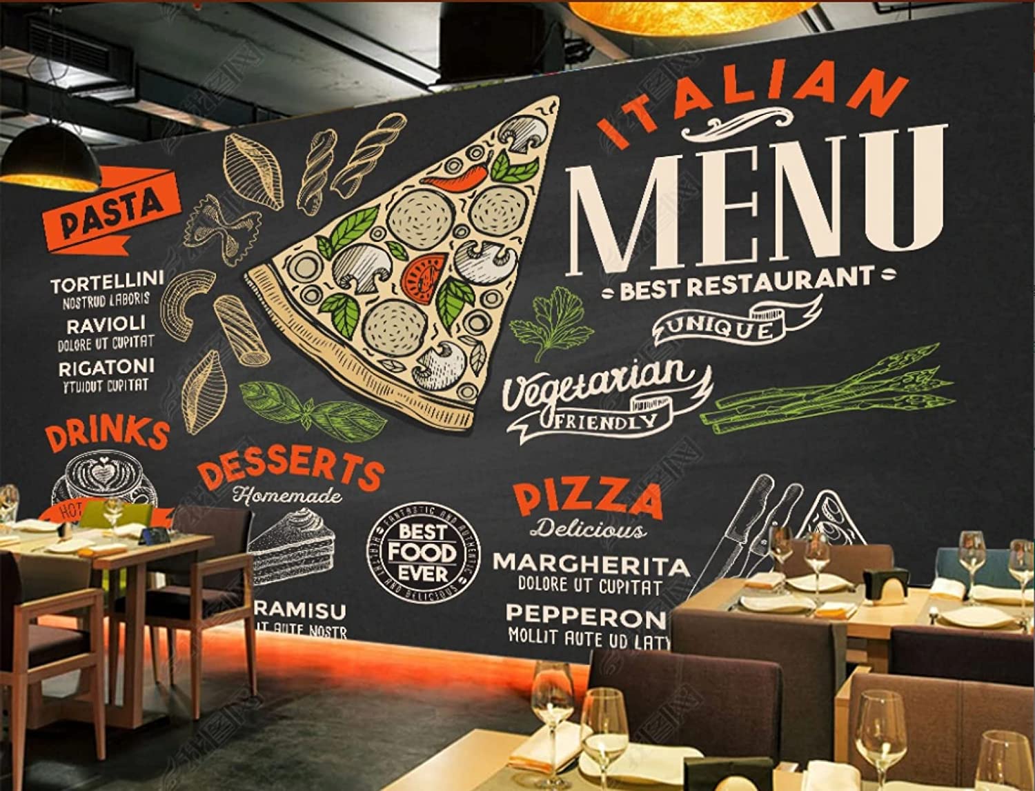 D large mural custom wallpaper photo pizza restaurant backdrop decoration