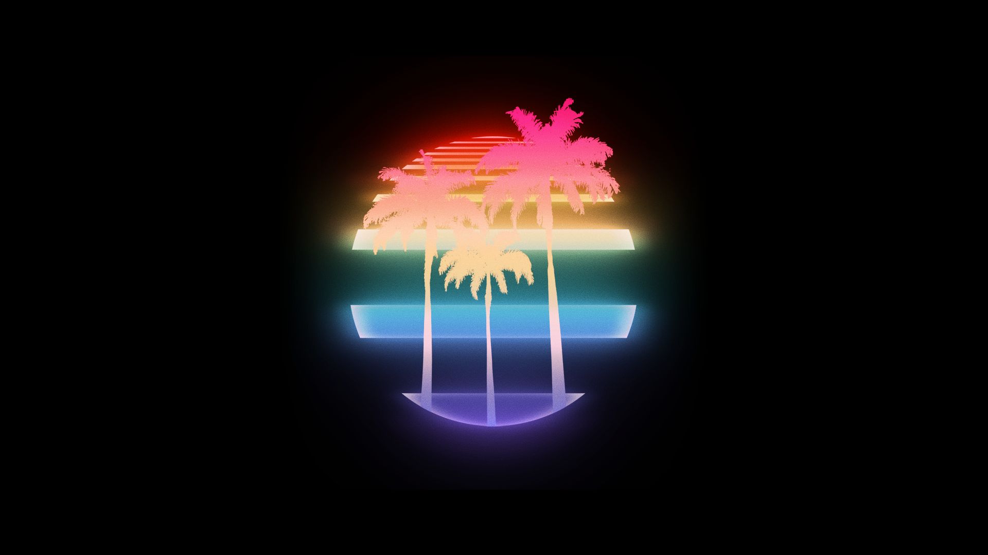 Hd desktop sun artistic palm tree retro wave download free picture