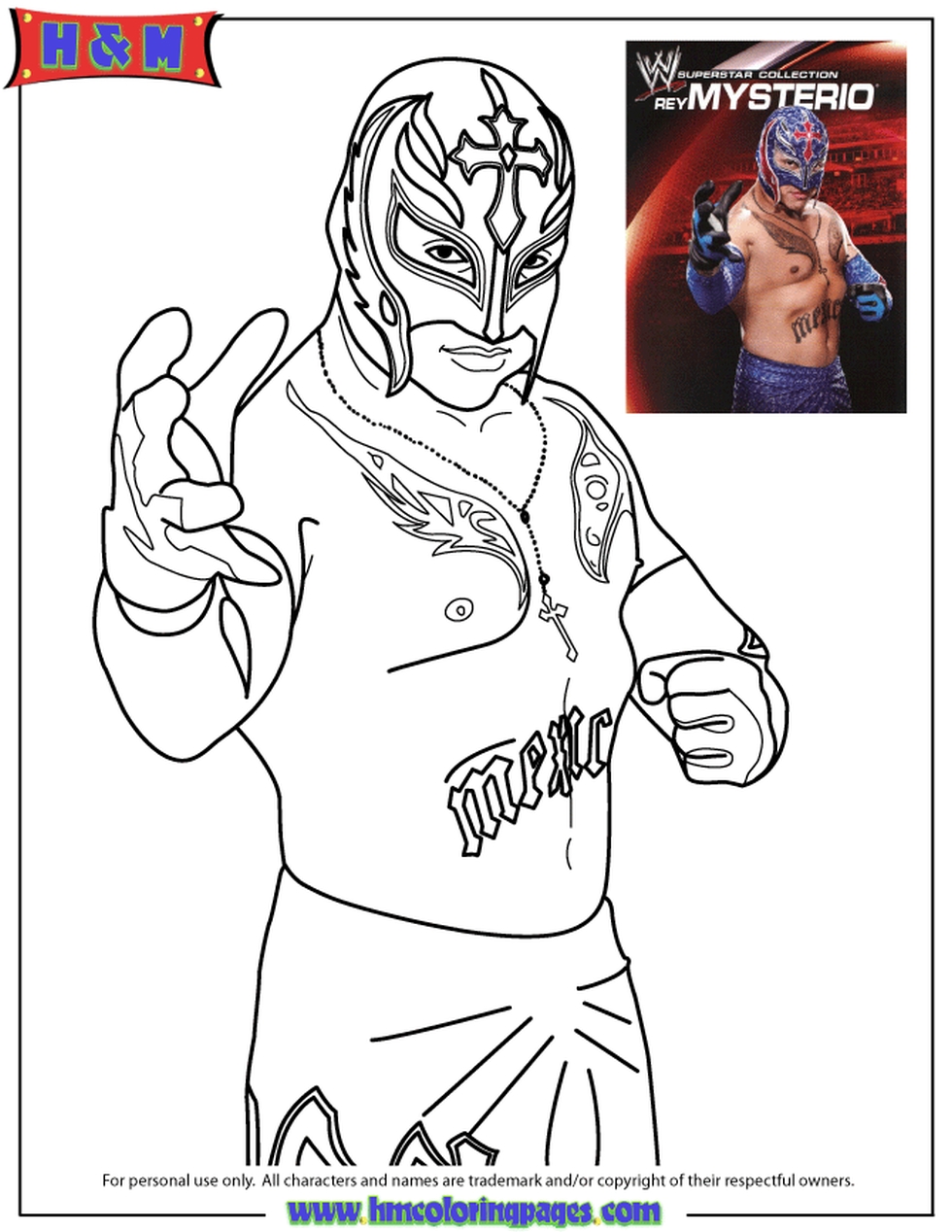 Get this printable wwe coloring pages rey mysterio