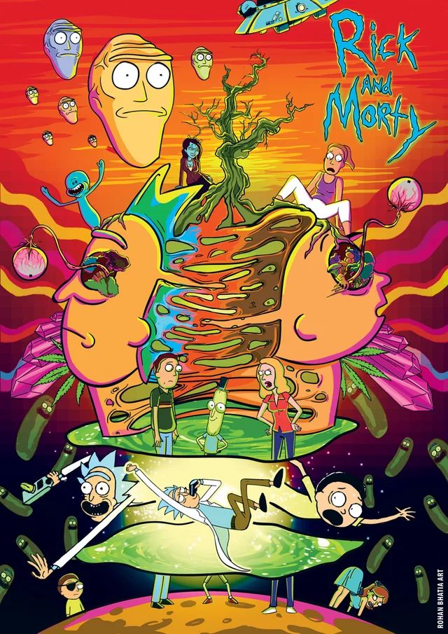Rick and morty trippy illustration