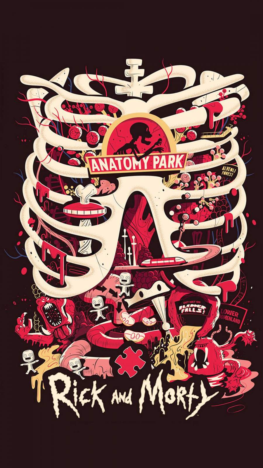 Anatomy park rick and morty iphone wallpaper