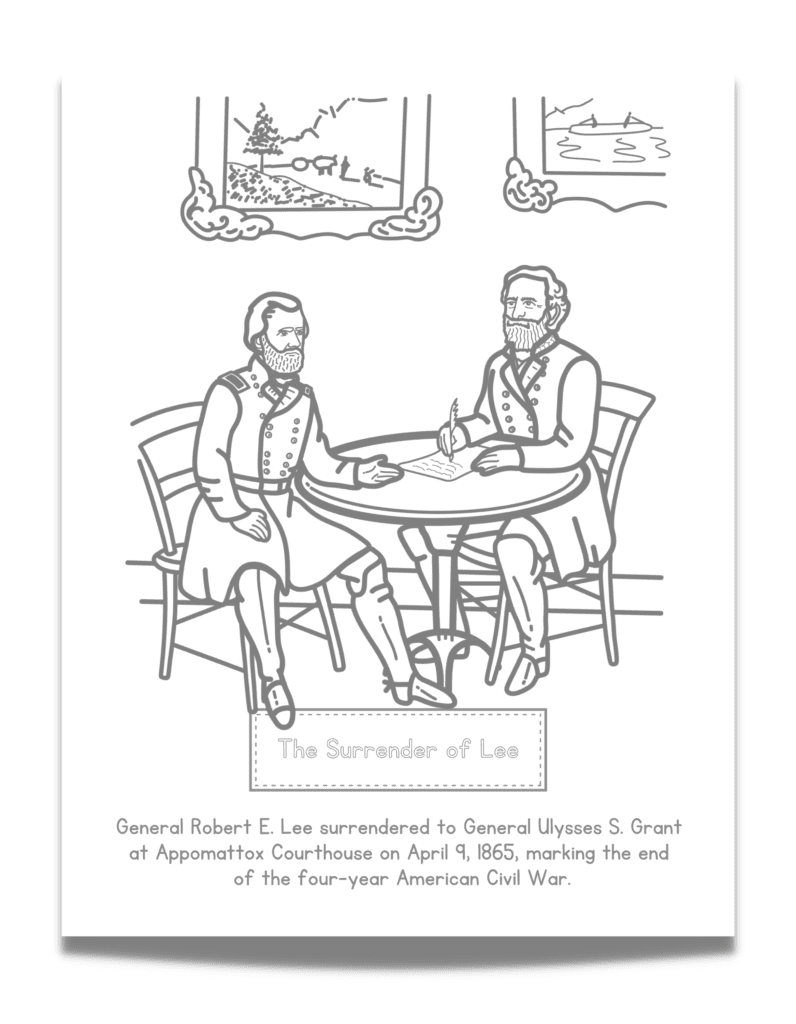 Coloring through history the surrender of robert e lee coloring page