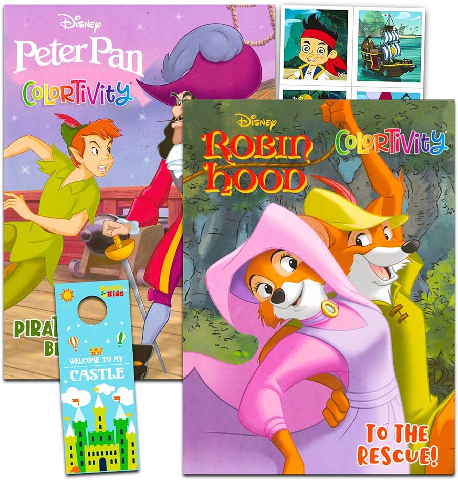 Disney robin hood coloring and activity book set for kids