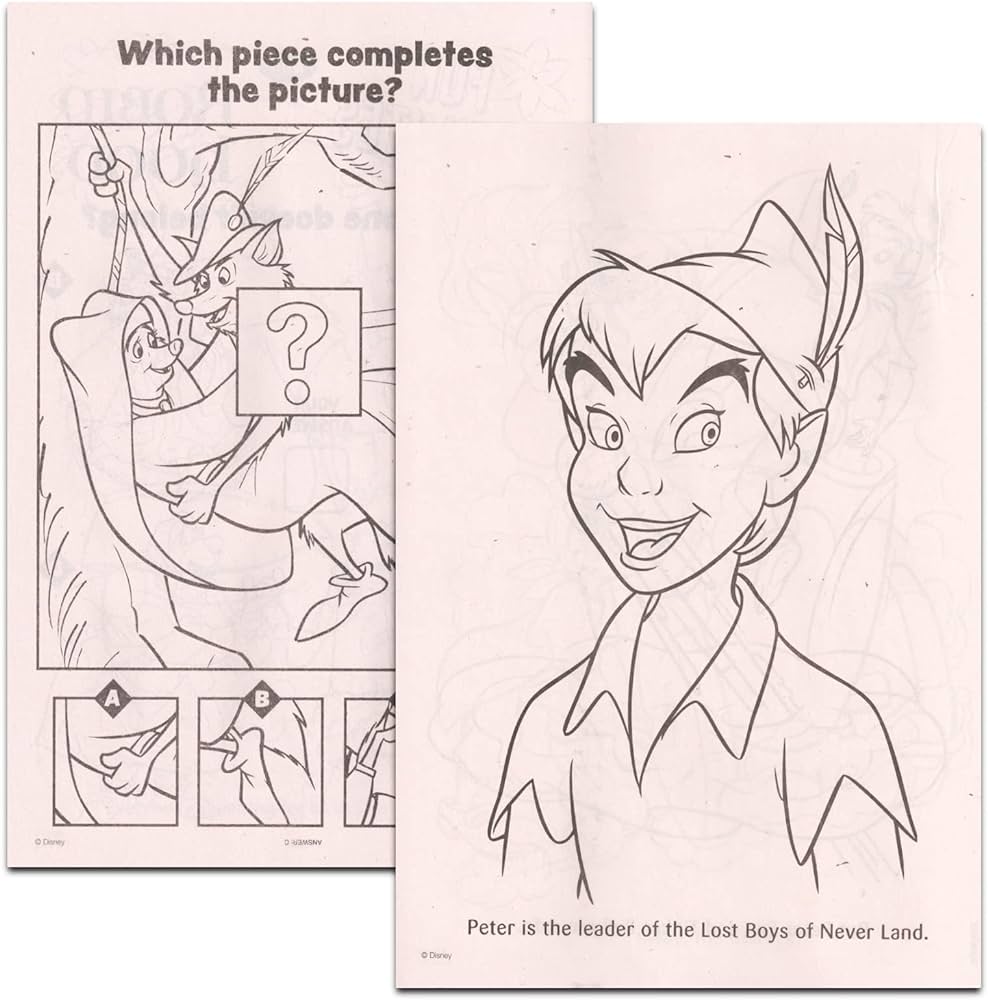Disney peter pan coloring and activity book set for kids
