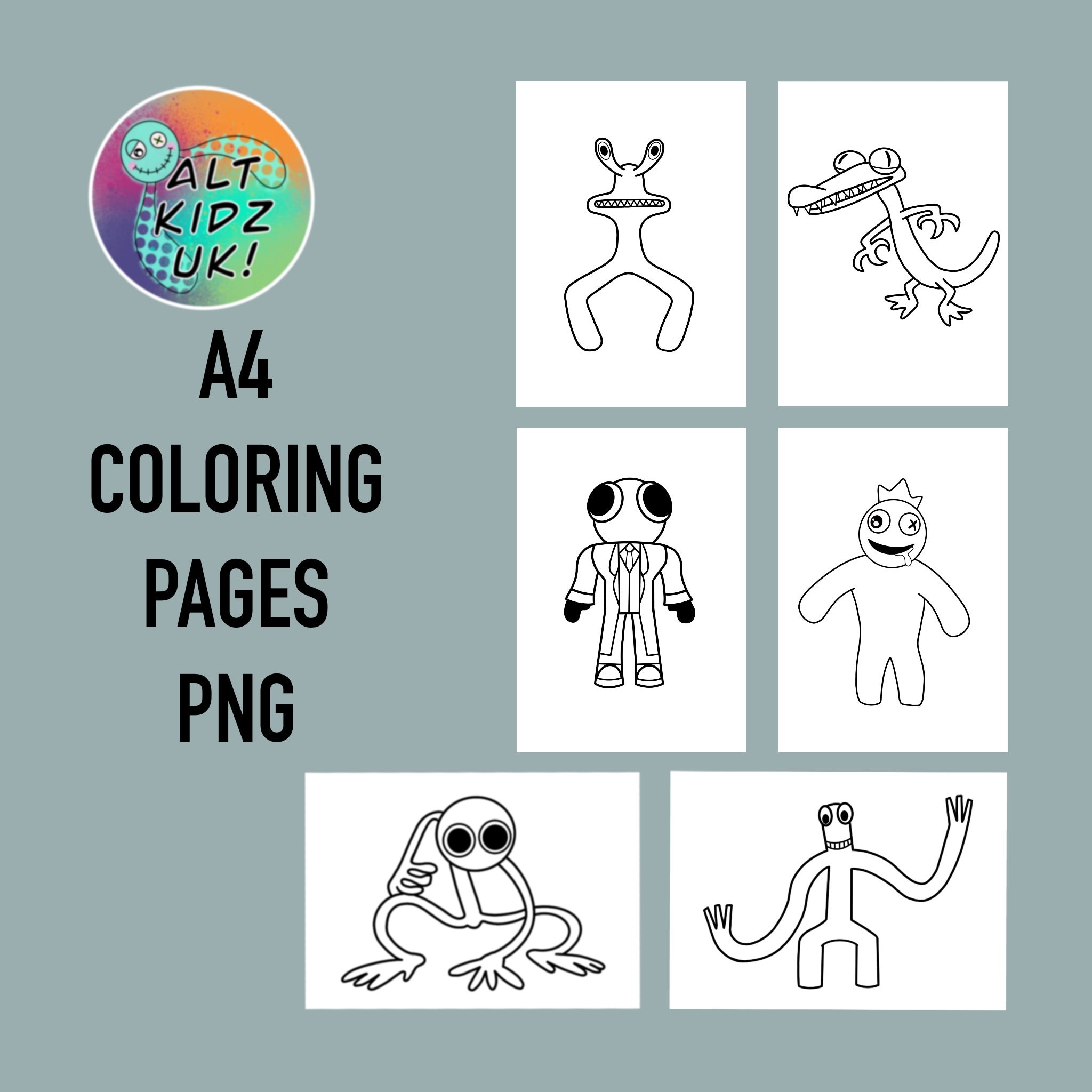 Buy rainbow friends roblox coloring pages png digital download images for printing colouring pages online in india