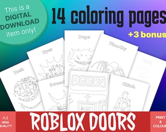 Roblox doors doors roblox printable coloring pages print your own coloring sheets digital download instant download