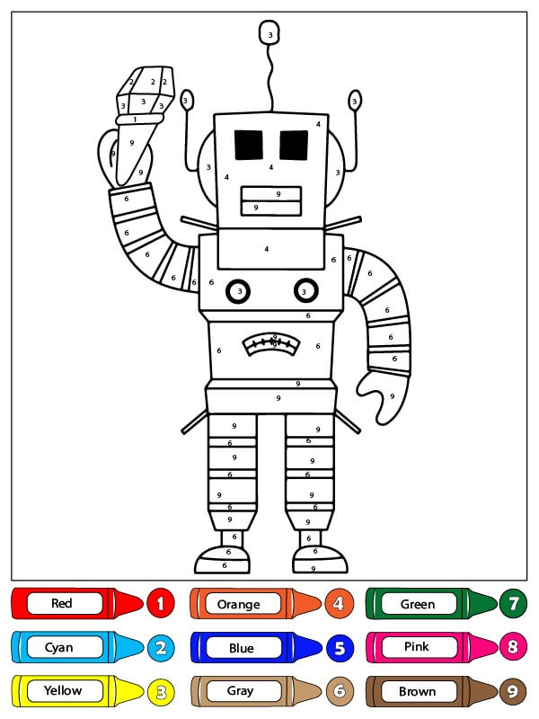 Robot roblox color by number coloring page