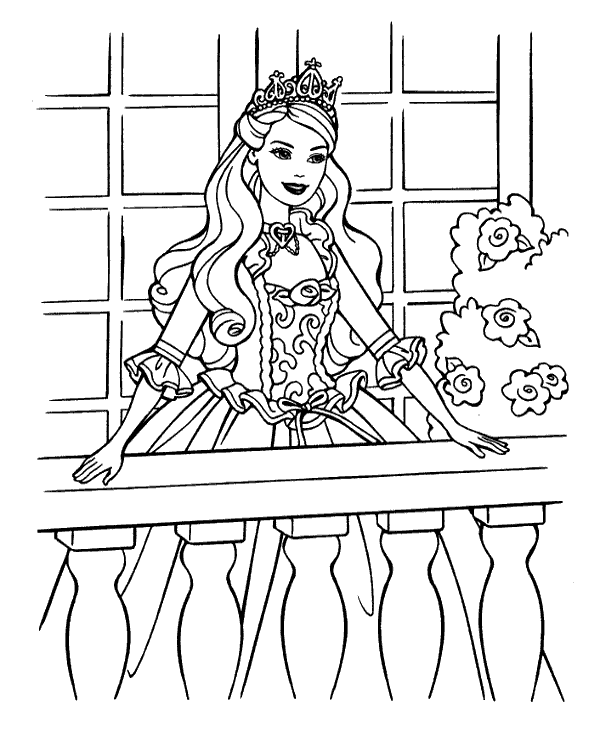 Queen on the balcony coloring picture