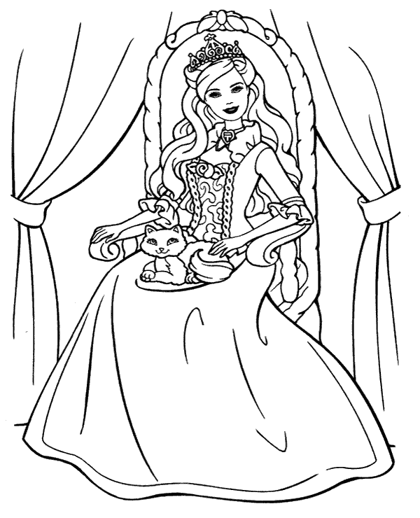 Queen with cat coloring sheet