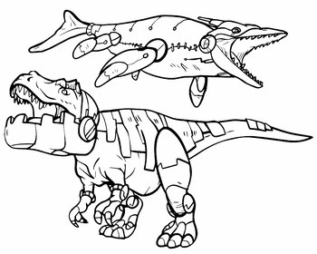 Robot armored dinosaur illustration coloring page book by scworkspace