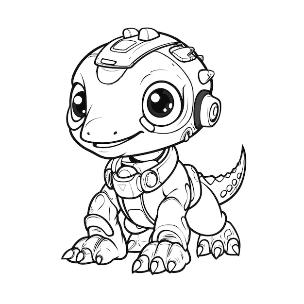 Premium vector robot dinosaur coloring pages for kid