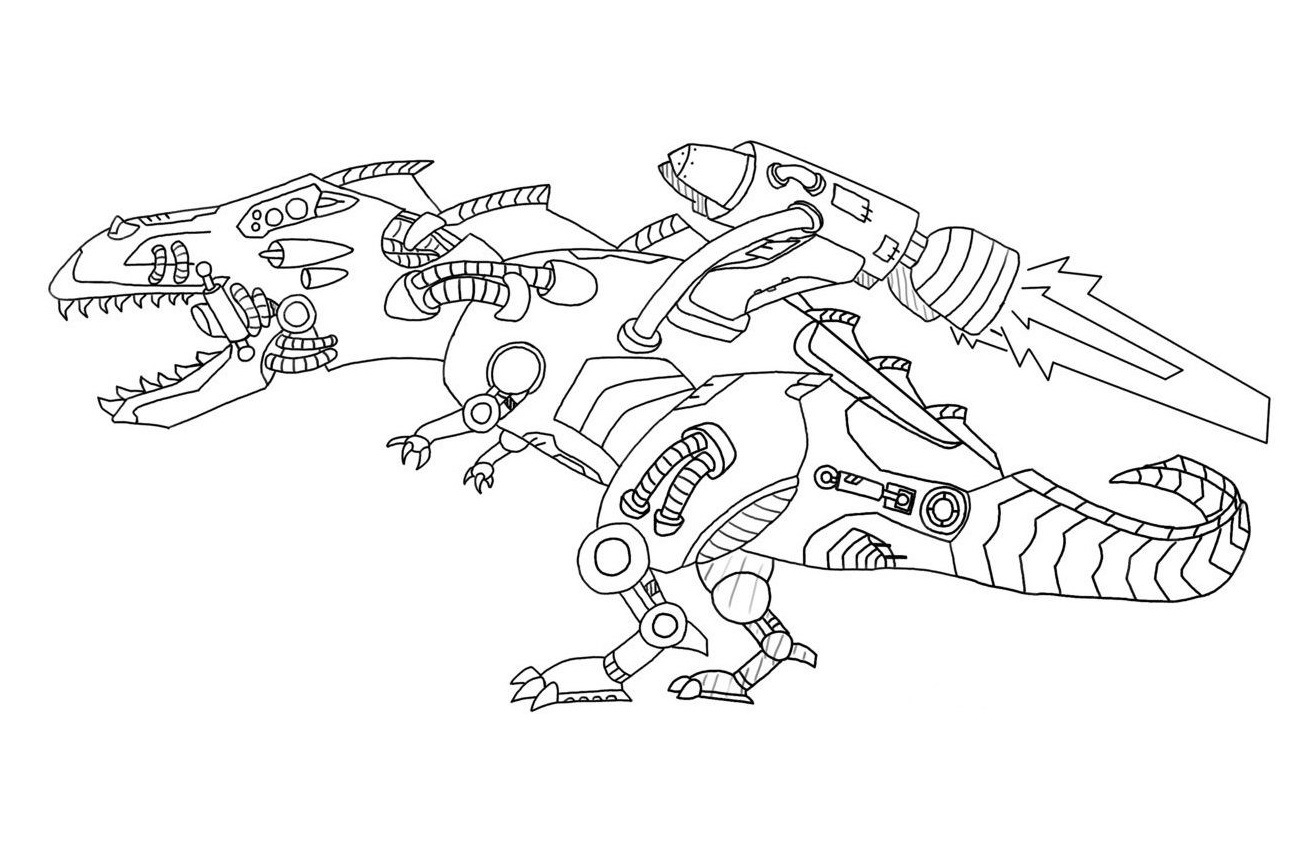 Dinosaur robot coloring book to print and online