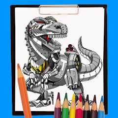Dinosaur robot coloring book
