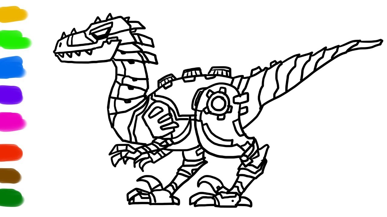 Cute dinosaurs robot coloring and drawing for kids toddlers para channel â
