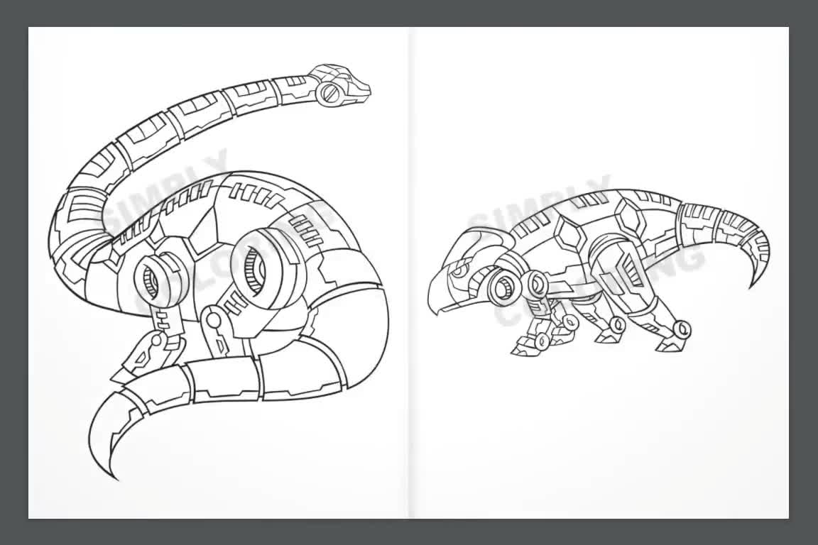Printable dinosaur coloring pages robot coloring pages instant download printable coloring pages dinosaur robot coloring activity book