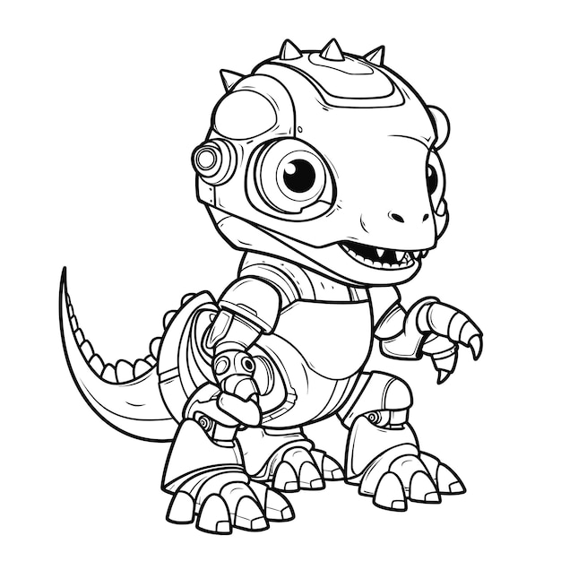 Premium vector robot dinosaur coloring pages for kid