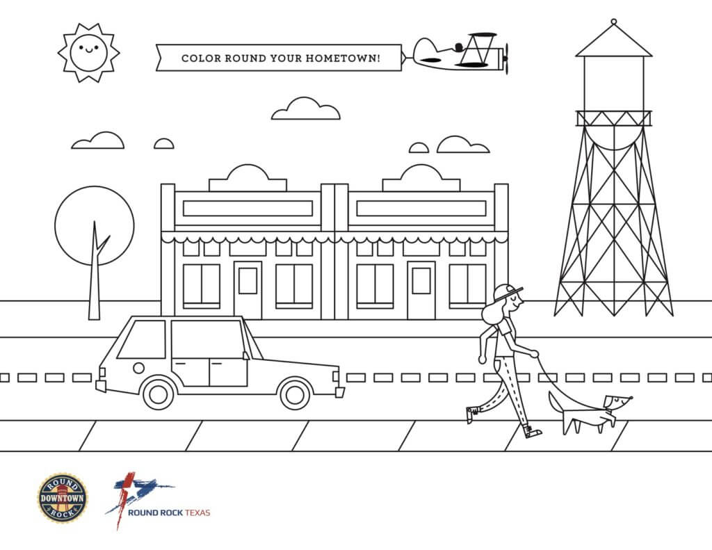 Downtown round rock coloring page