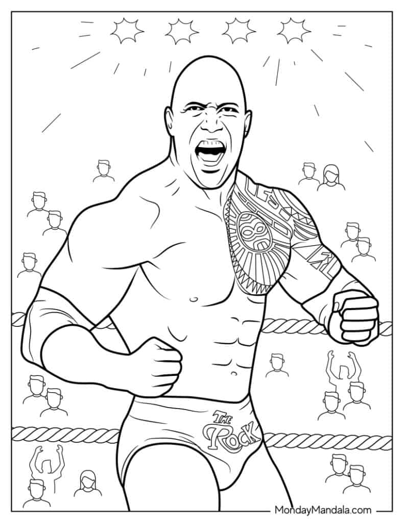 Wrestling wwe coloring pages free pdf printables