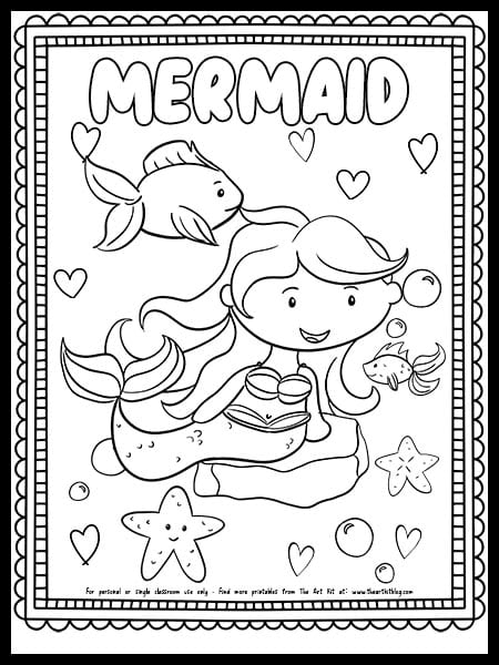 Mermaid sitting on a rock coloring page free printable â the art kit