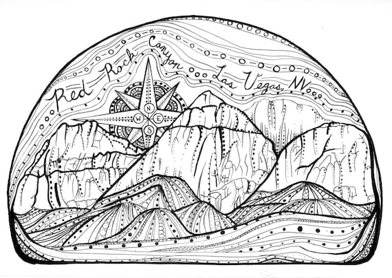Red rock canyon coloring page mountain coloring page pass