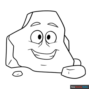 Cartoon rock coloring page easy drawing guides