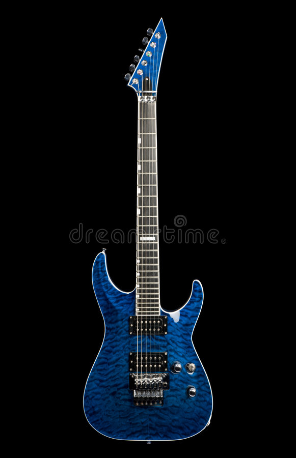 Blue rock guitar stock photo image of popular object
