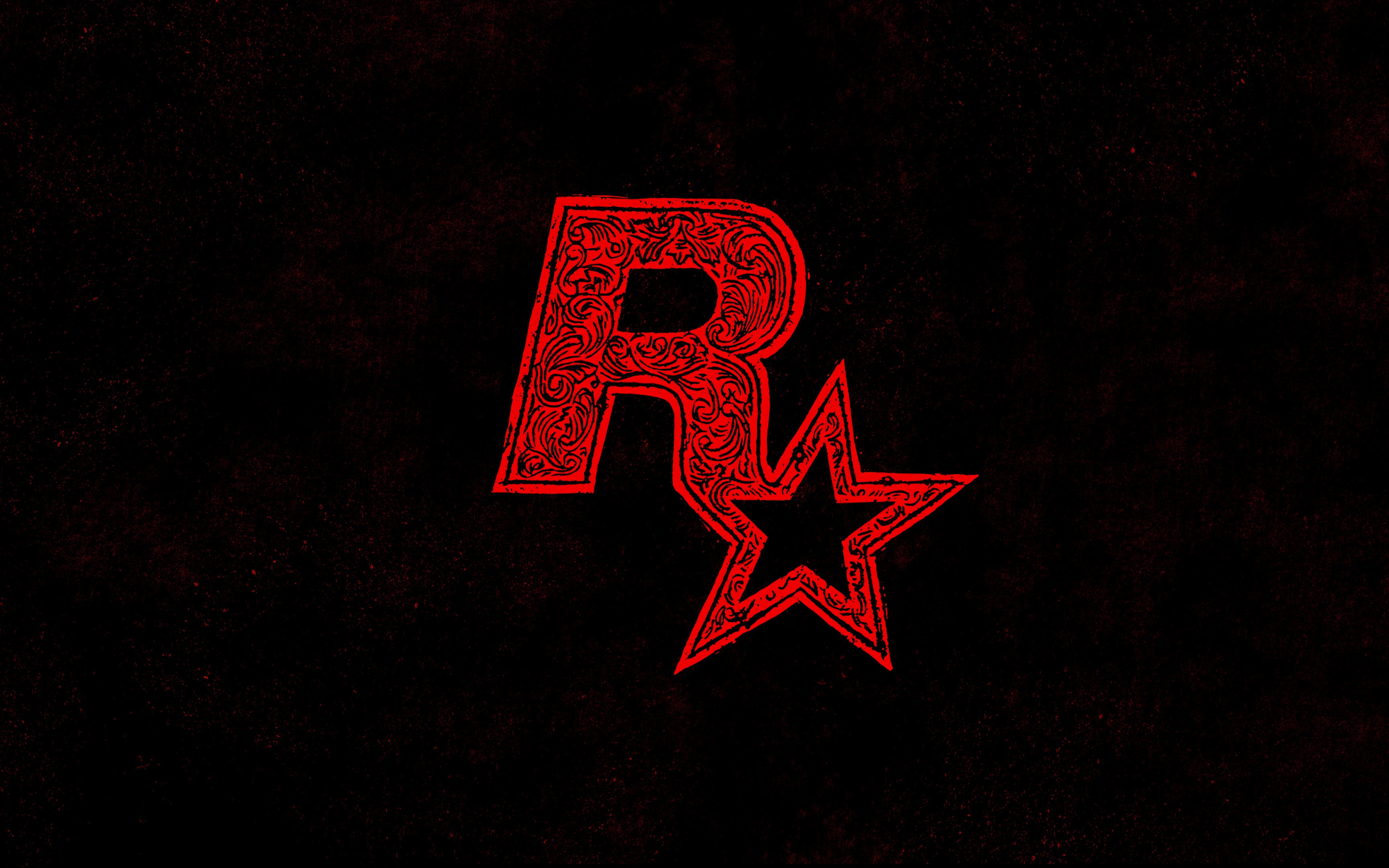 Download wallpapers rockstar creative red logo emblem with ornaments black background for desktop with resolution x high quality hd pictures wallpapers