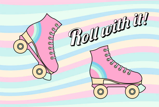 Vector background with roller skates for banners cards flyers social media wallpapers etc stock illustration
