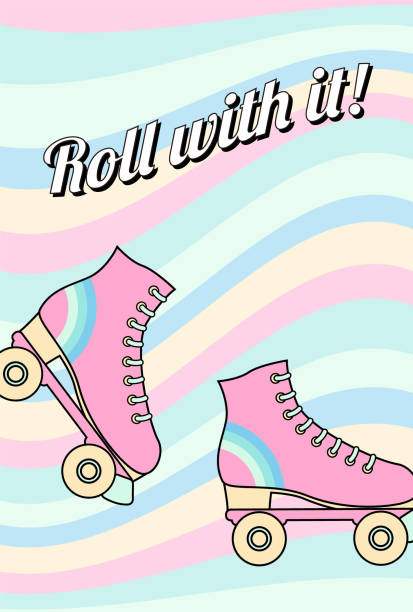 Vector background with roller skates for banners cards flyers social media wallpapers etc stock illustration