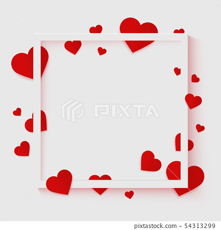 Romantic background frame with red hearts