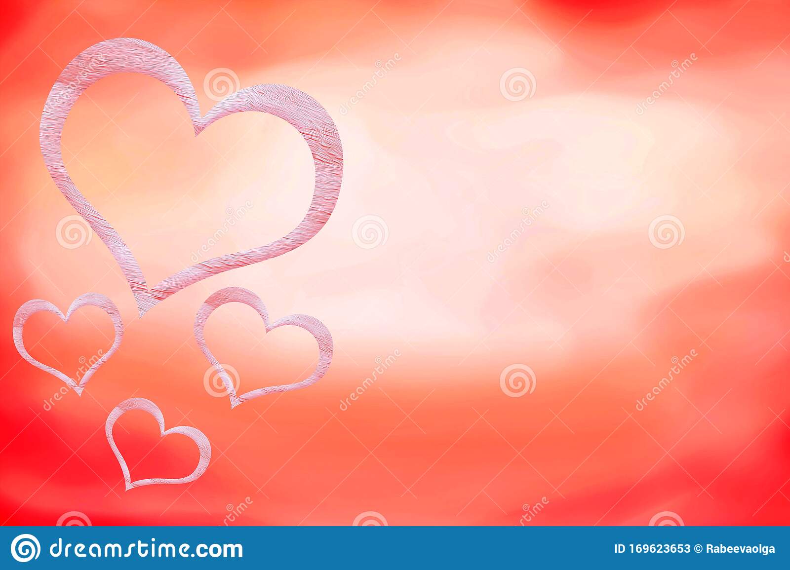 Romantic background with hearts on the left stock image