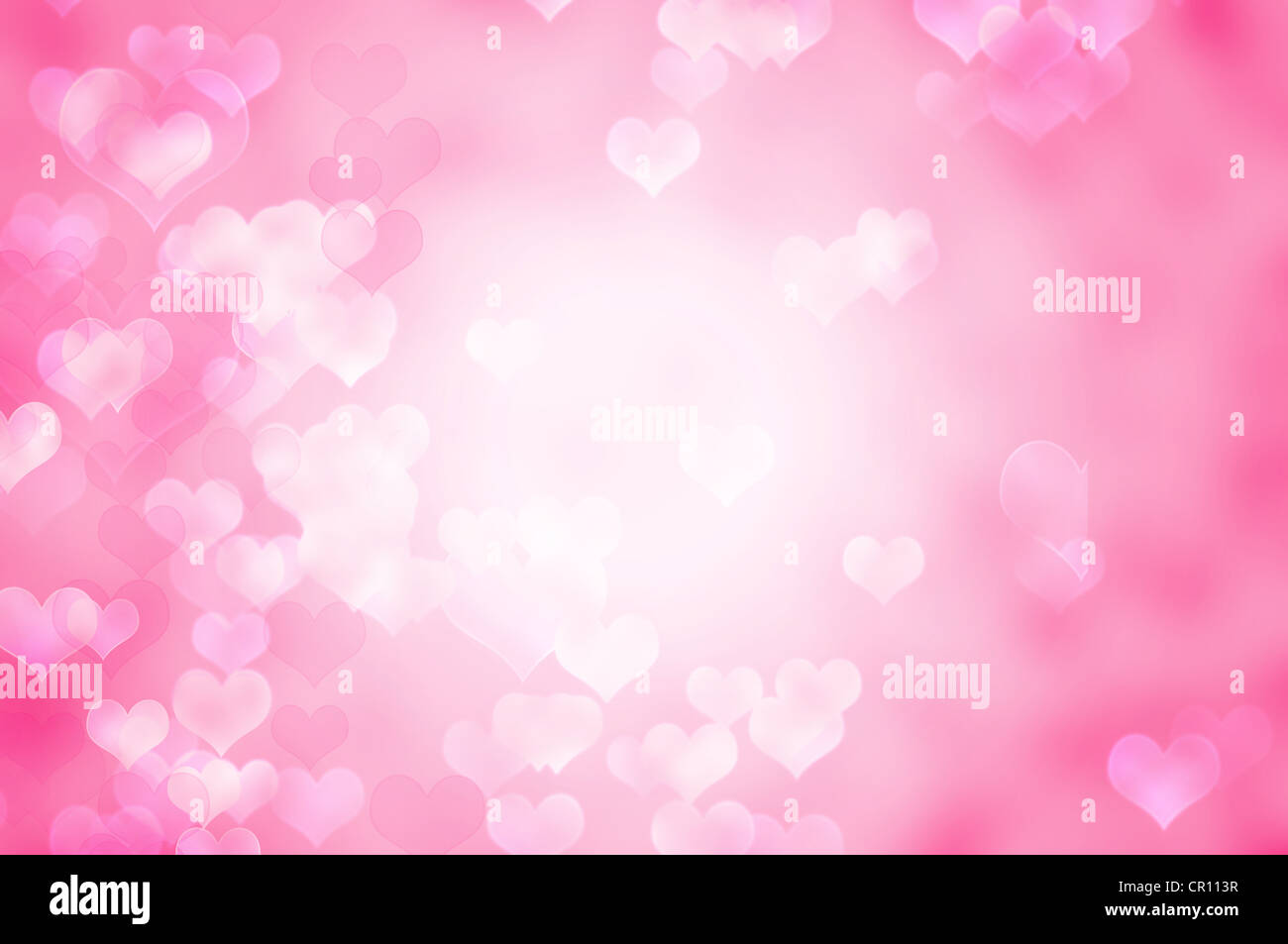 Beautiful abstract pink romantic background with hearts stock photo