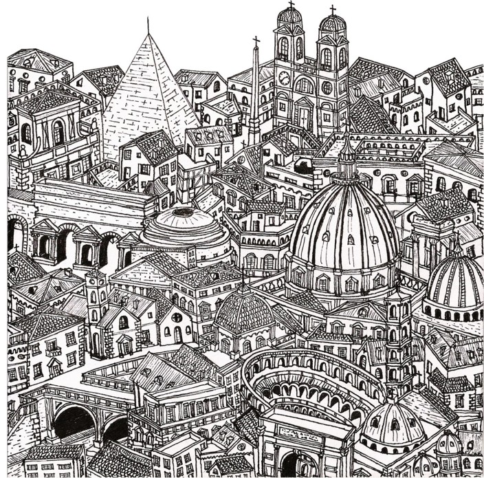 Art therapy coloring page italy rome