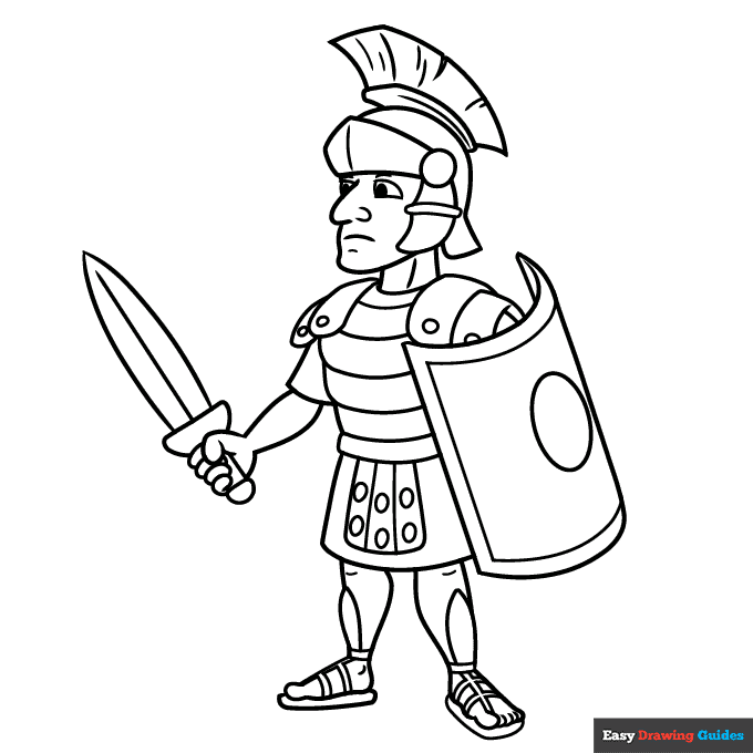 Roman soldier coloring page easy drawing guides