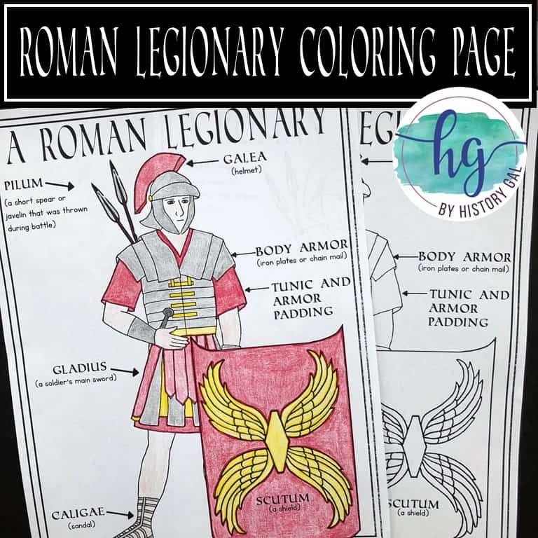 Ancient rome roman legionary coloring page