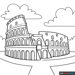 Colosseum coloring page easy drawing guides