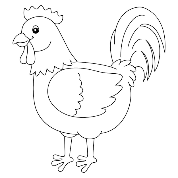 Premium vector rooster coloring page isolated for kids