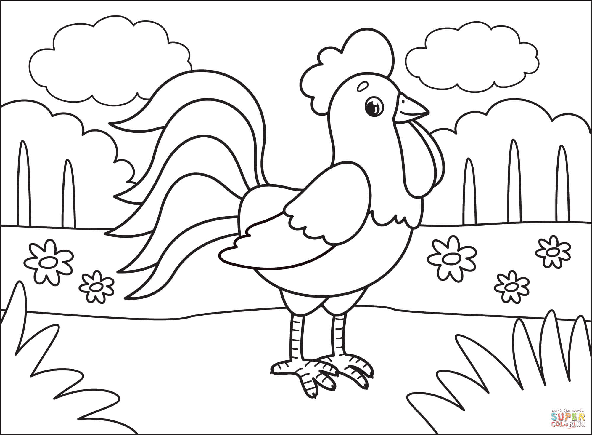 Rooster coloring page free printable coloring pages