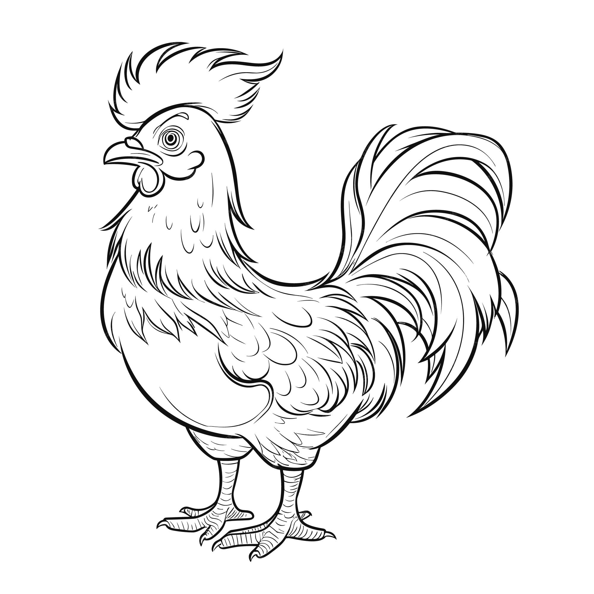 Premium vector rooster coloring pages vector animals