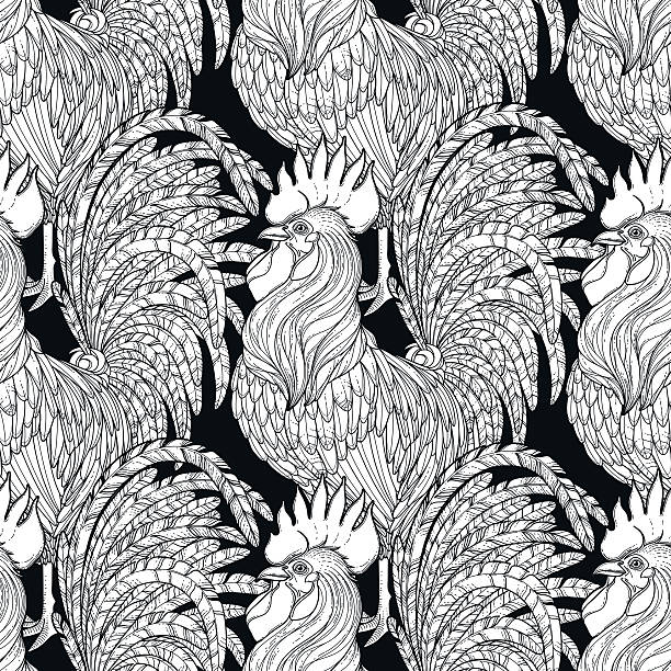 Rooster adult coloring page stock illustrations royalty