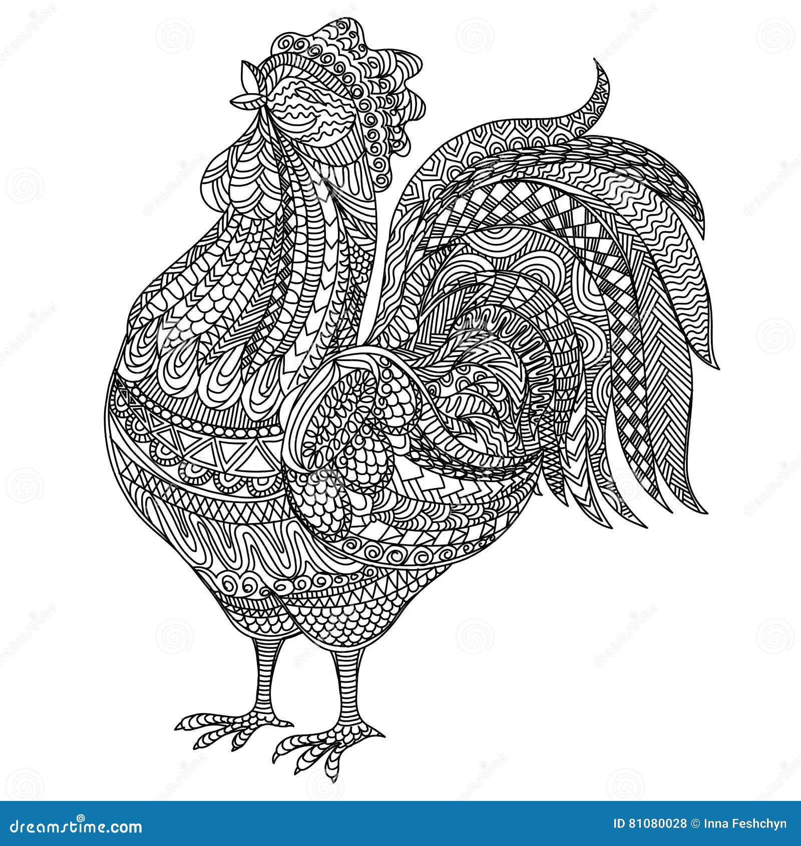Adult and children coloring book cock farm animlas hand