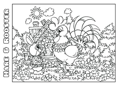 Hare rooster coloring book template how to make a hare rooster coloring book