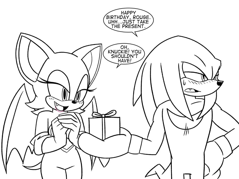 Queenie on x i started a little ic strip for rouges birthday but it wont be done until tomorrow wip knuxouge httpstcoyethwidjv x